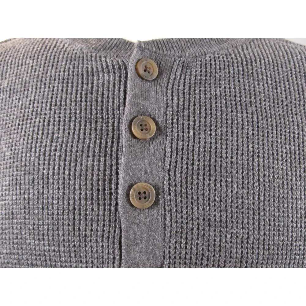 Chaps Men’s Textured Henley Sweater XL Grey NWT Thermal Knit 3‑Button